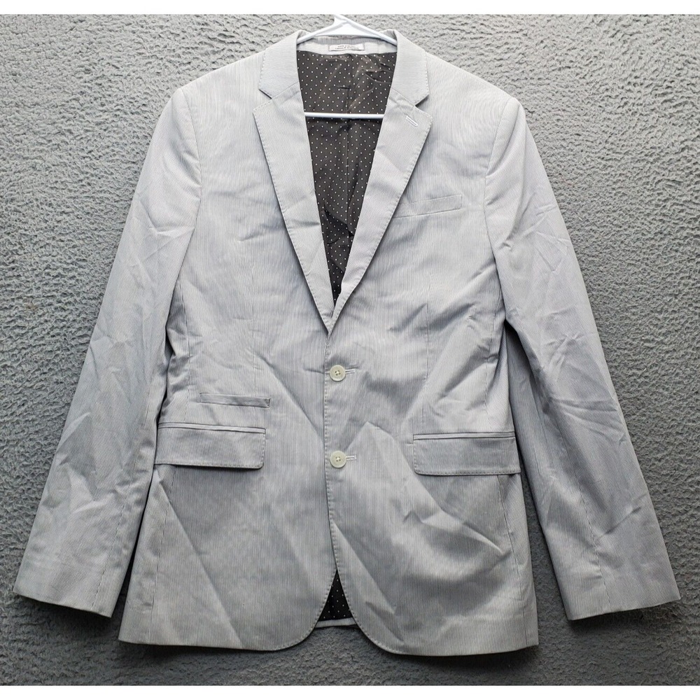 Express Blazer Jacket Womens Multi Pinstriped Fitted Polka Dot Lined Notch Lapel